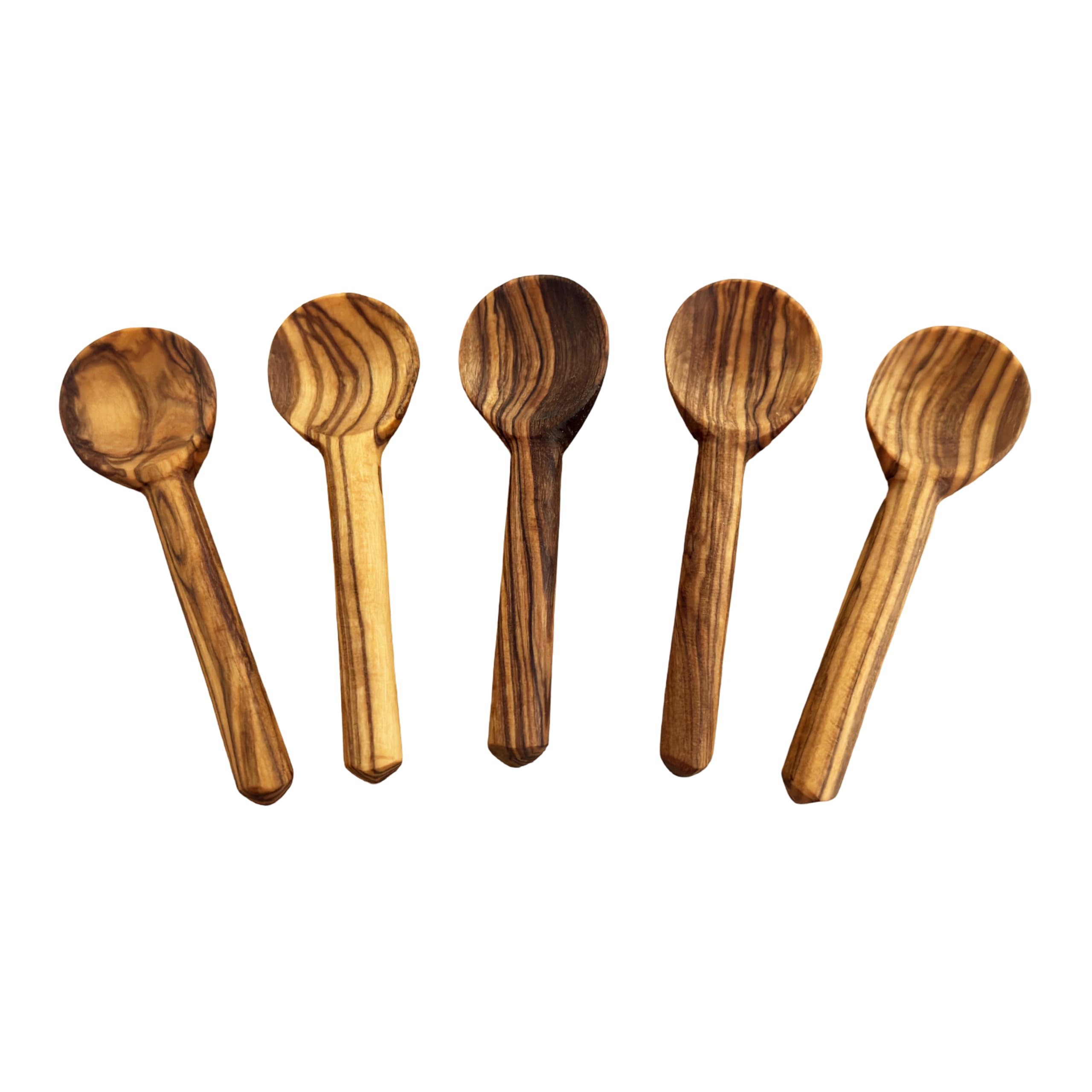 Mini-Löffel „Piccolo“ 8 cm aus Olivenholz – handgefertigte Dosier-, Salz- & Gewürzlöffel | hochwertig, nachhaltig & natürlich. 1 Set mit 5 Mini-Löffeln.