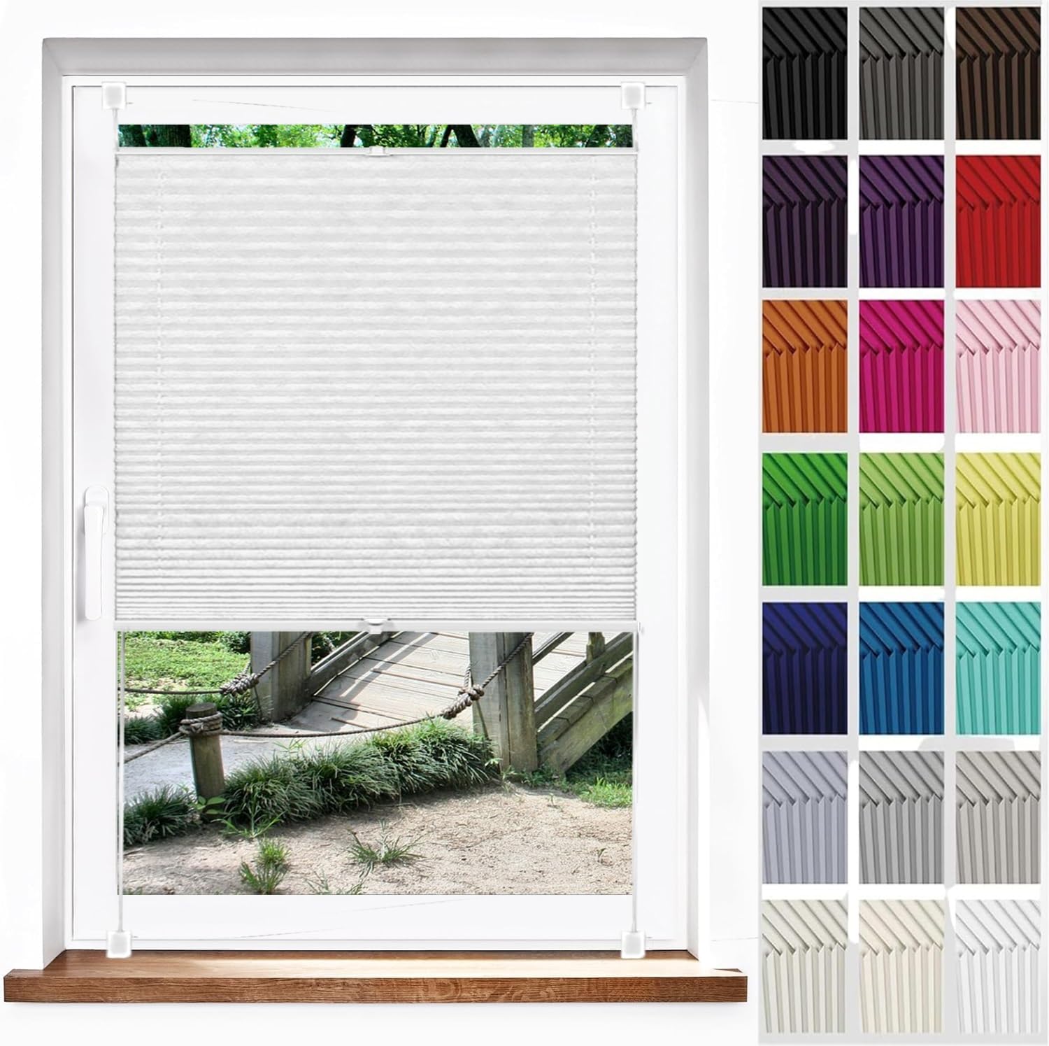 Store plissé occultant haut de gamme design nid d'abeille blanc 100 x 180 cm