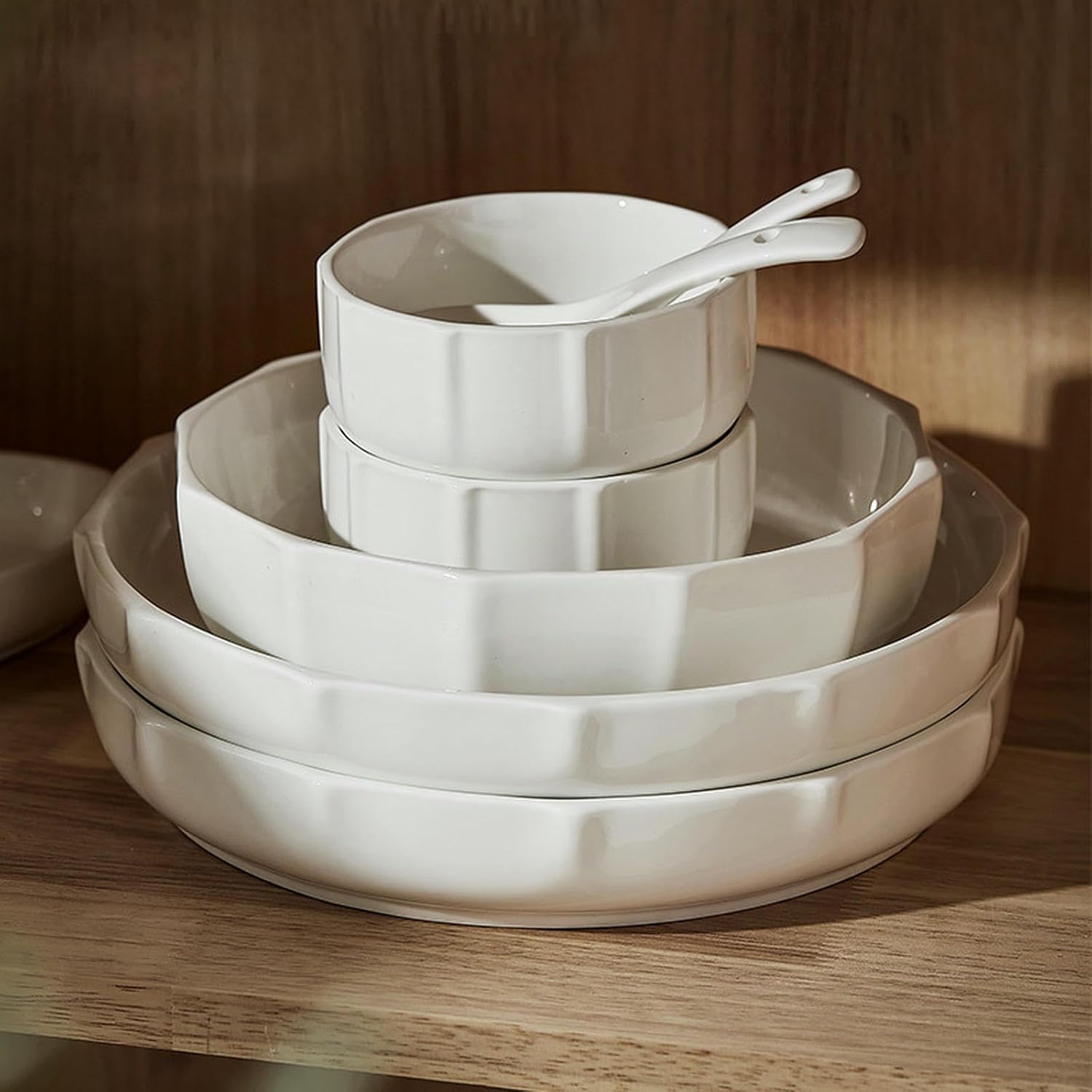 White Ceramic Rice Bowl, Household Japanese Pickled Fish Large Bowl - 10 inch Soup Bowl (12 inch Soup Bowl)