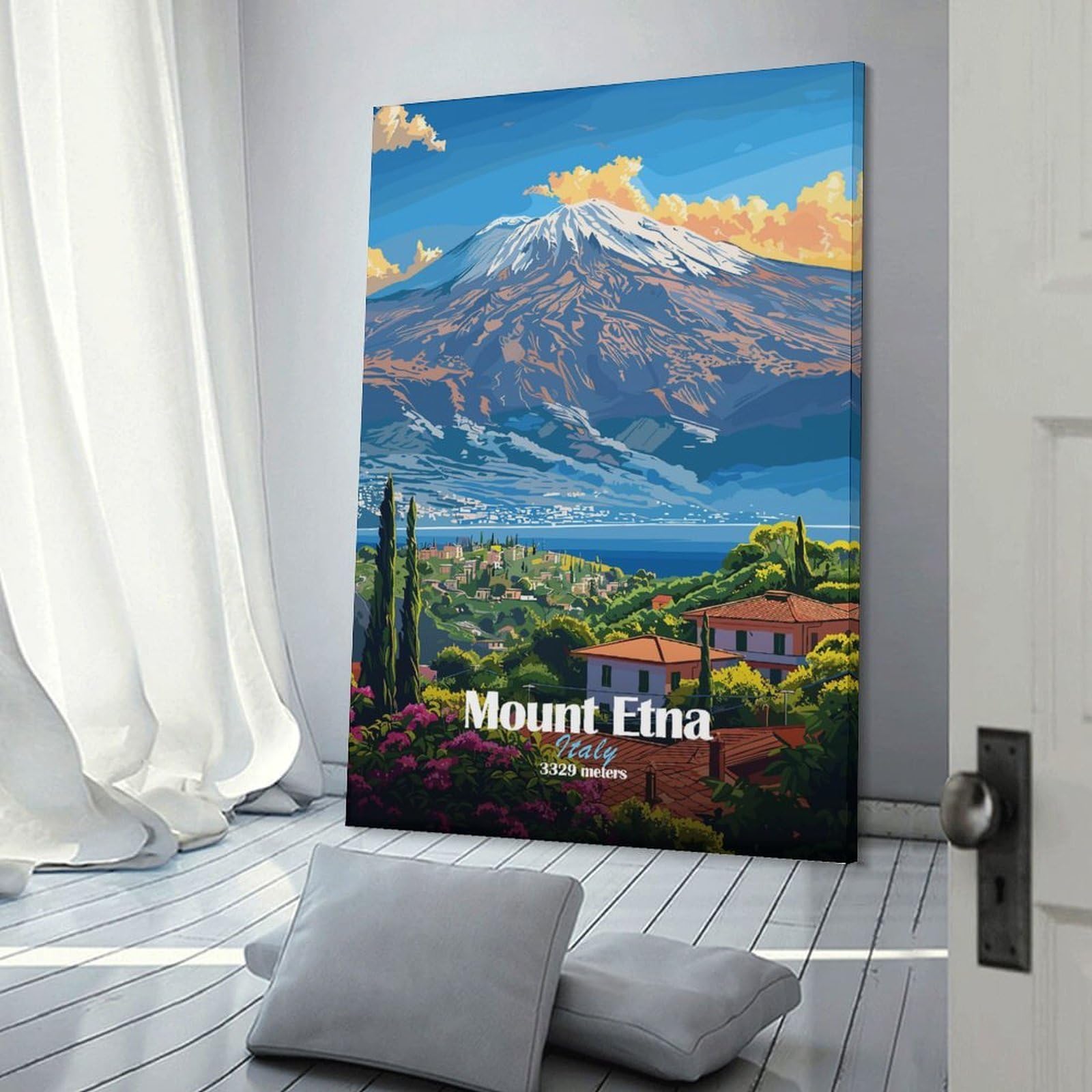 Junmoney Mount Etna, Italy Decorative Canvas Print, 20x30inch(50x75cm), for Gallery Wall Decor And Room Displays, Wall Decor Suited to Curated Displays