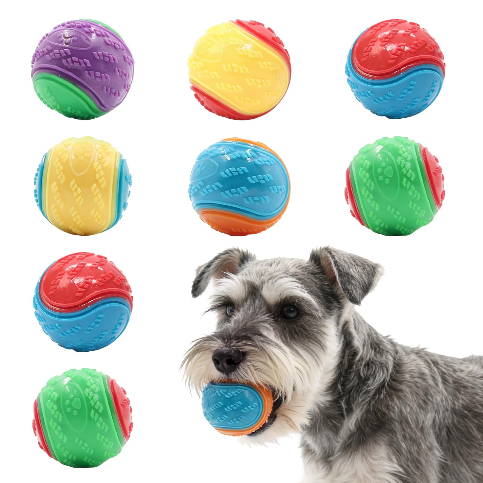 Wrbugukeji Squeaky Dog Ball, 8 Pcs Pet Training Ball 6.5 x 6.5 cm
