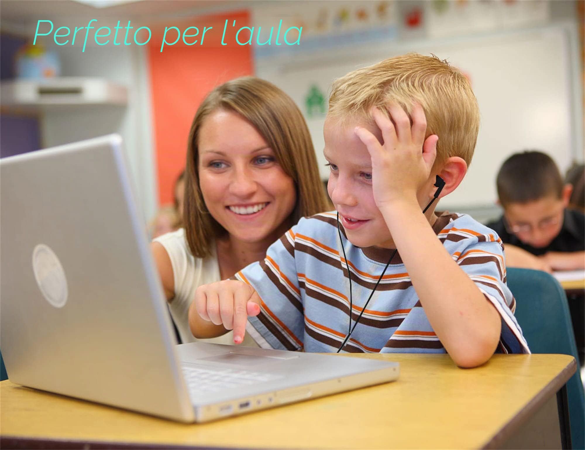 Confezione da 100 auricolari usa e getta, con cavo, colore nero, confezionati singolarmente, per scuola, viaggi o uso domestico