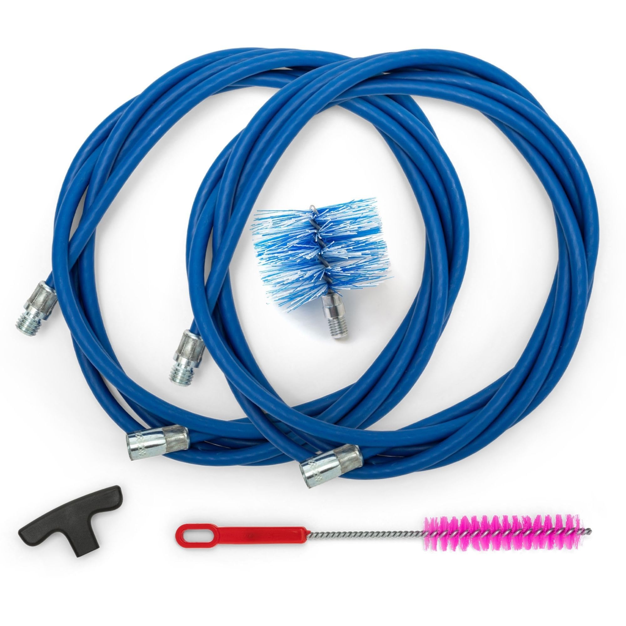 Kit Pulizia Stufa A Pellet - Prolunga Flessibile 9m Inox Con 3 Spazzole Nylon | Per Canne Fumarie 8-10cm - Foto 5