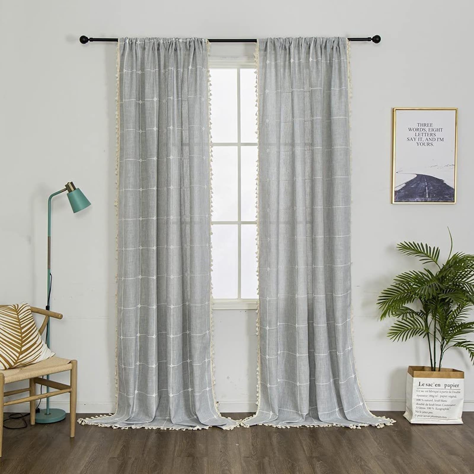Rideau fenêtre et porte entrée style japonais brodé pour ambiance zen