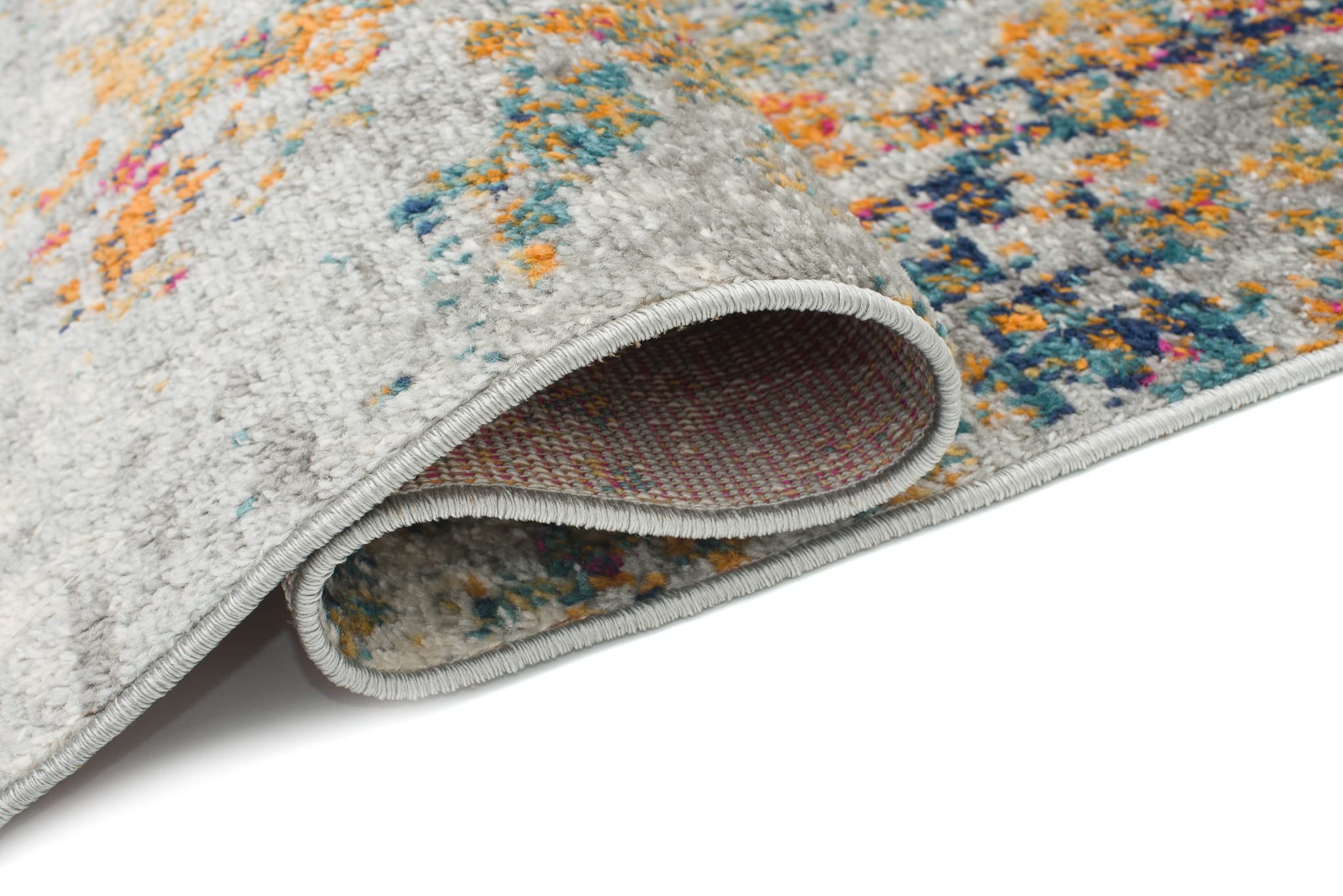 TAPISO Denver Teppich Kurzflor Orange Grau Blau Abstrakt Meliert Verwischt Schlafzimmer Wohnzimmer Büro Modern Design ÖKOTEX 120 x 170 cm