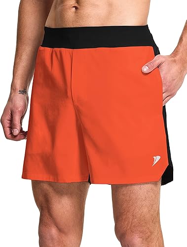 DEMOZU Pantalones cortos deportivos para correr de 7 pulgadas para hombre, de secado rápido, para tenis, gimnasio, deportes, con bolsillos