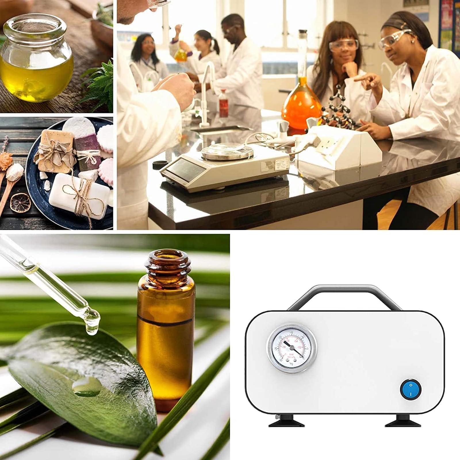 Bomba de vacío de Laboratorio con Membrana sin Aceite, Bombas de Filtro de Laboratorio portátiles, Velocidad de Bombeo rápida de 10L/15L/30L por Minuto (30L)
