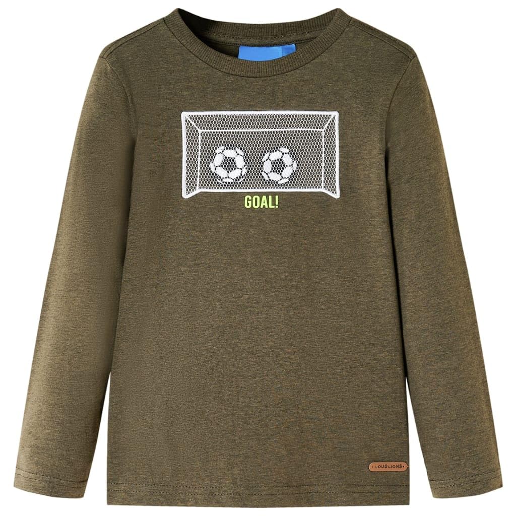 Vidaxl Khaki Kids' T-Shirt With Long Sleeves Melange 116