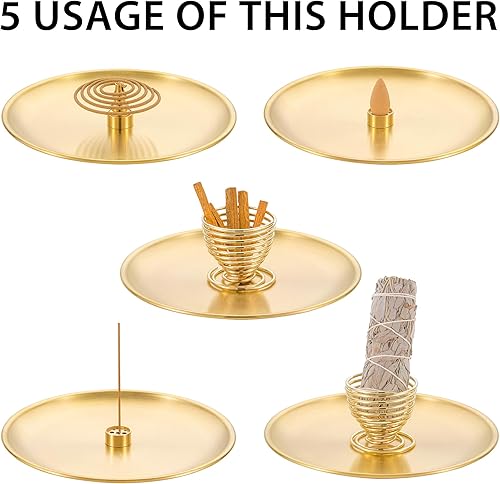 Miniatura 7 de Quemador de incienso 3 en 1  Soporte de incienso de latón de 6.7 pulgadas para varillas de inciensobobina de inciensoconos de incienso  Colector de