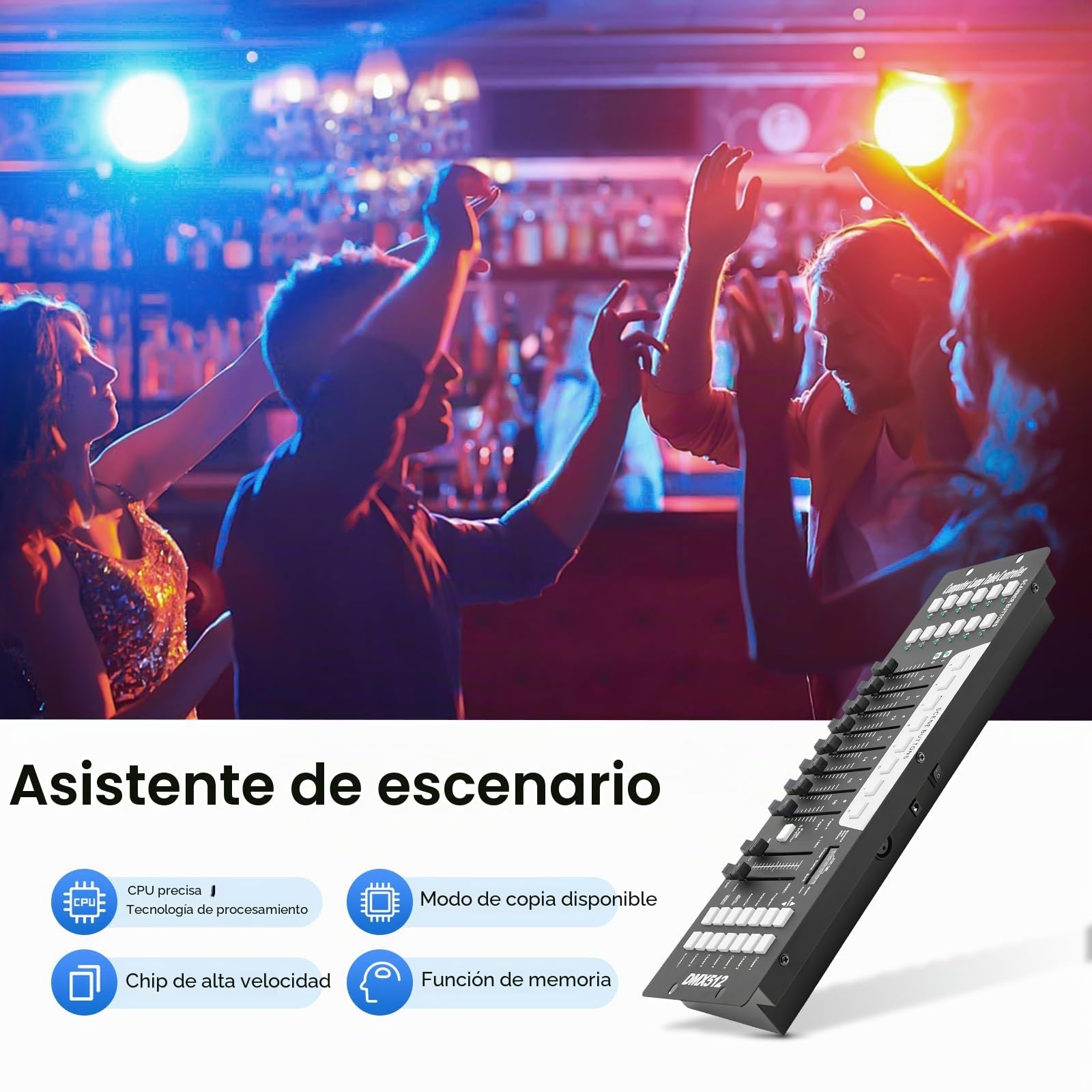 DMX Controlador DMX 512 Consola para iluminación de escenario, 192 canales, consola de 240 escenas para 6 unidades, tablero de luz DMX fiesta, DJ Disco Moving Head Luz escenario lámpara operador