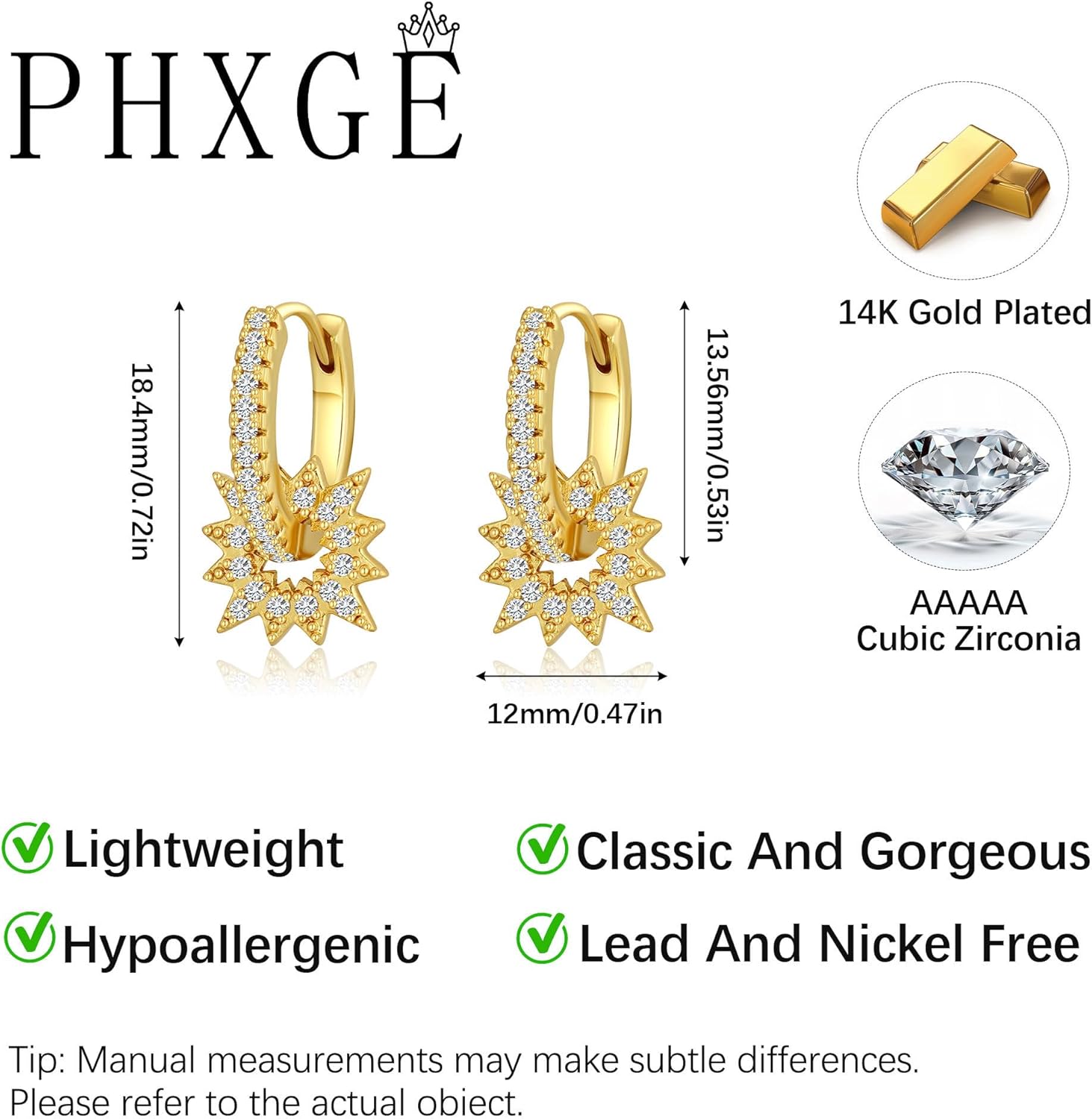 Gold Hoop Earrings for Women, Trendy 14K Gold Plated Split Double Huggie Earrings Dainty Cubic Zirconia Studs Hypoallergenic Lightweight Jewelry - Image 3