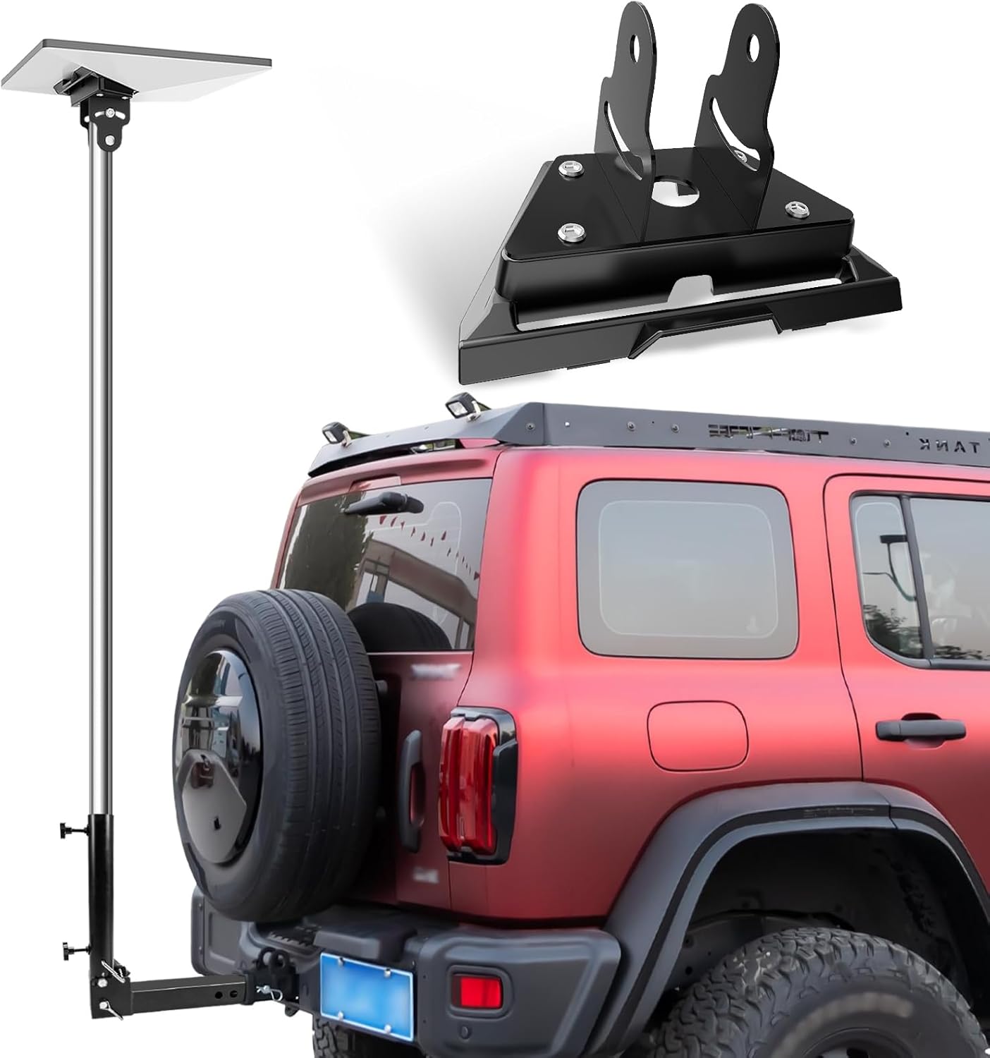 Starlink Mini Pole Mount, Starlink Mini Trailer Hitch Mount Kit, Fits 2 In Square Receiver Tube Opening, with Adjustable Starlink Mini Pipe Adapter/Stainless Steel Removable Mast,Starlink Mounting Kit