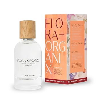 Flora-Organix Egyptian Jasmine & Vetiver Eau de Parfum - Natural Perfume with Spice Floral Notes - Cruelty-Free, Sulfate-Free, Vegan with Natural Ingredients - 1.7 oz