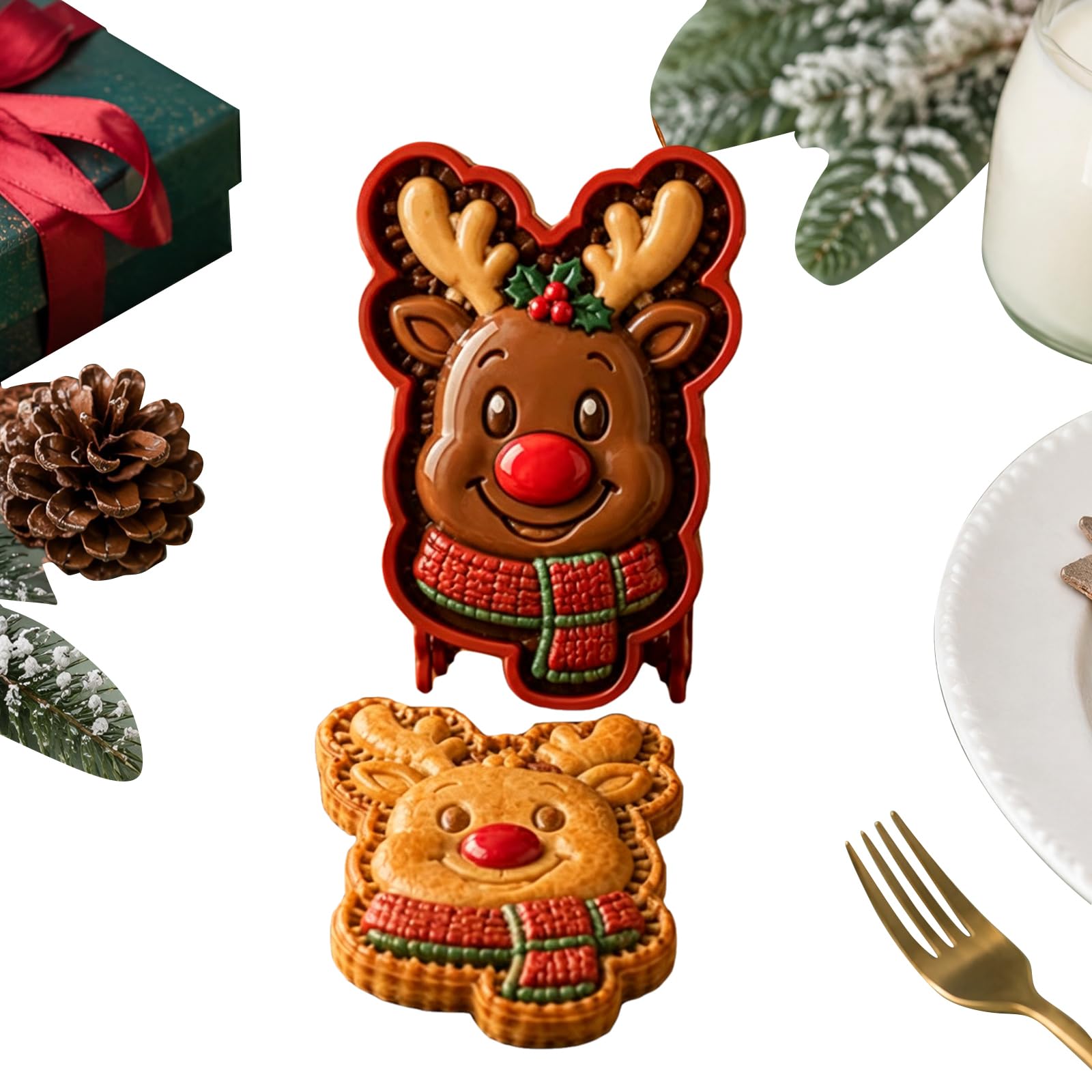 Christmas Hand Pie Molds, Holiday Hand Pie Maker Mould Kit, One Press Cutting, Mini Pies Moulds for Baking, Reusable Embossed Baking Moulds for Holiday Desserts Supplies-05