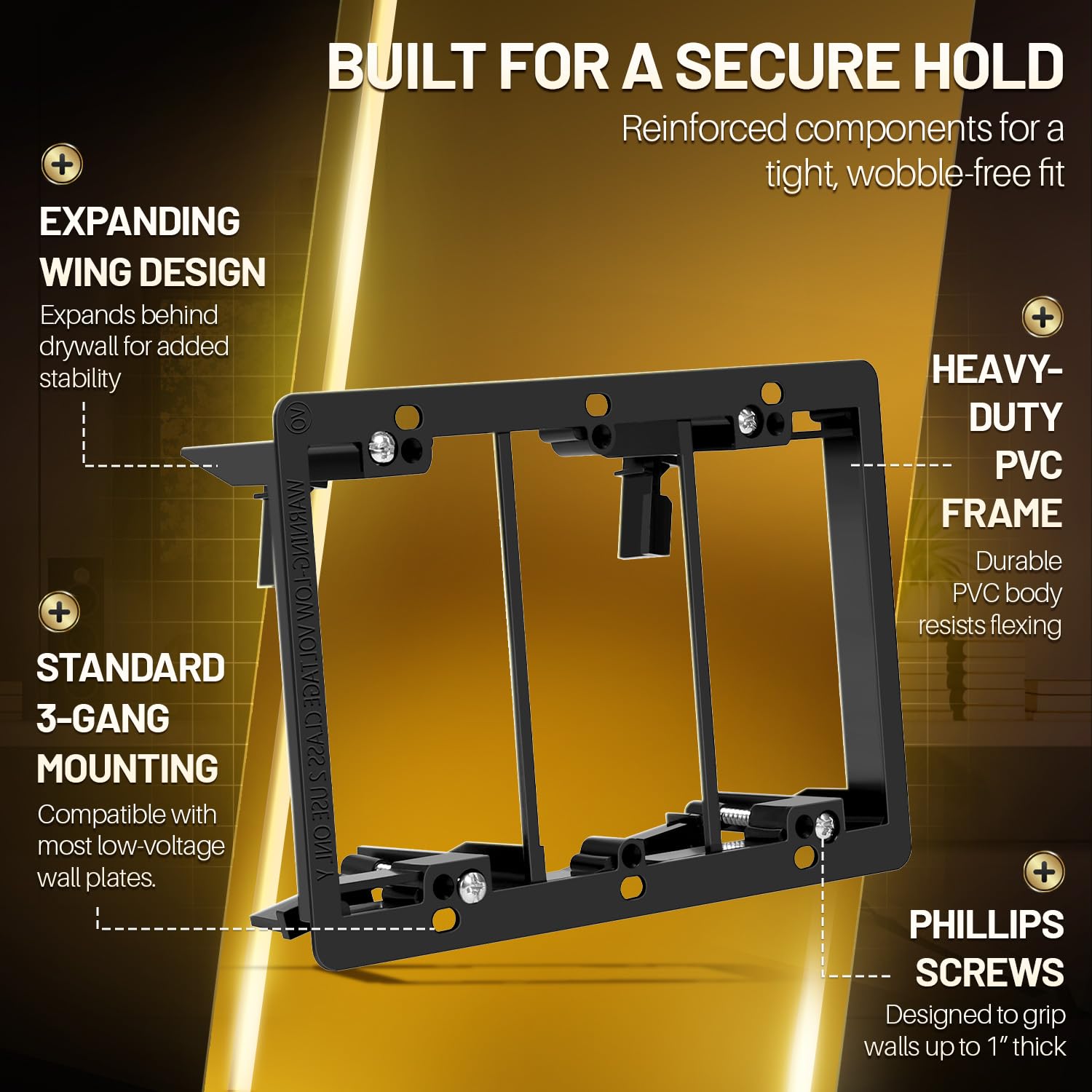 TNP 1 Gang Low Voltage Mounting Bracket, Old Work Drywall Box, Black — Amazon image 8