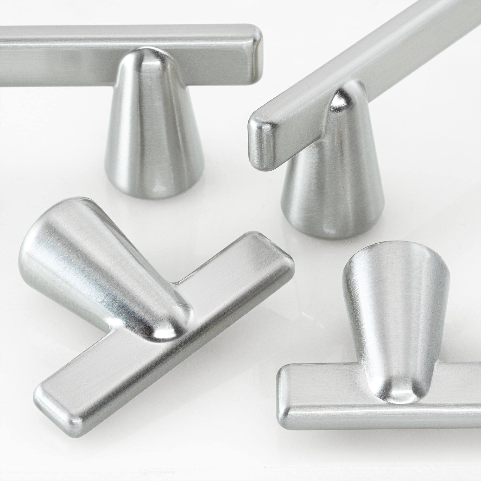 HESTIA HARDWARE Z19.10.S - Paquete de 10 tiradores delgados de níquel cepillado para gabinetes de cocina, tiradores de barra de 3 3/4 pulgadas entre agujeros de 96 mm