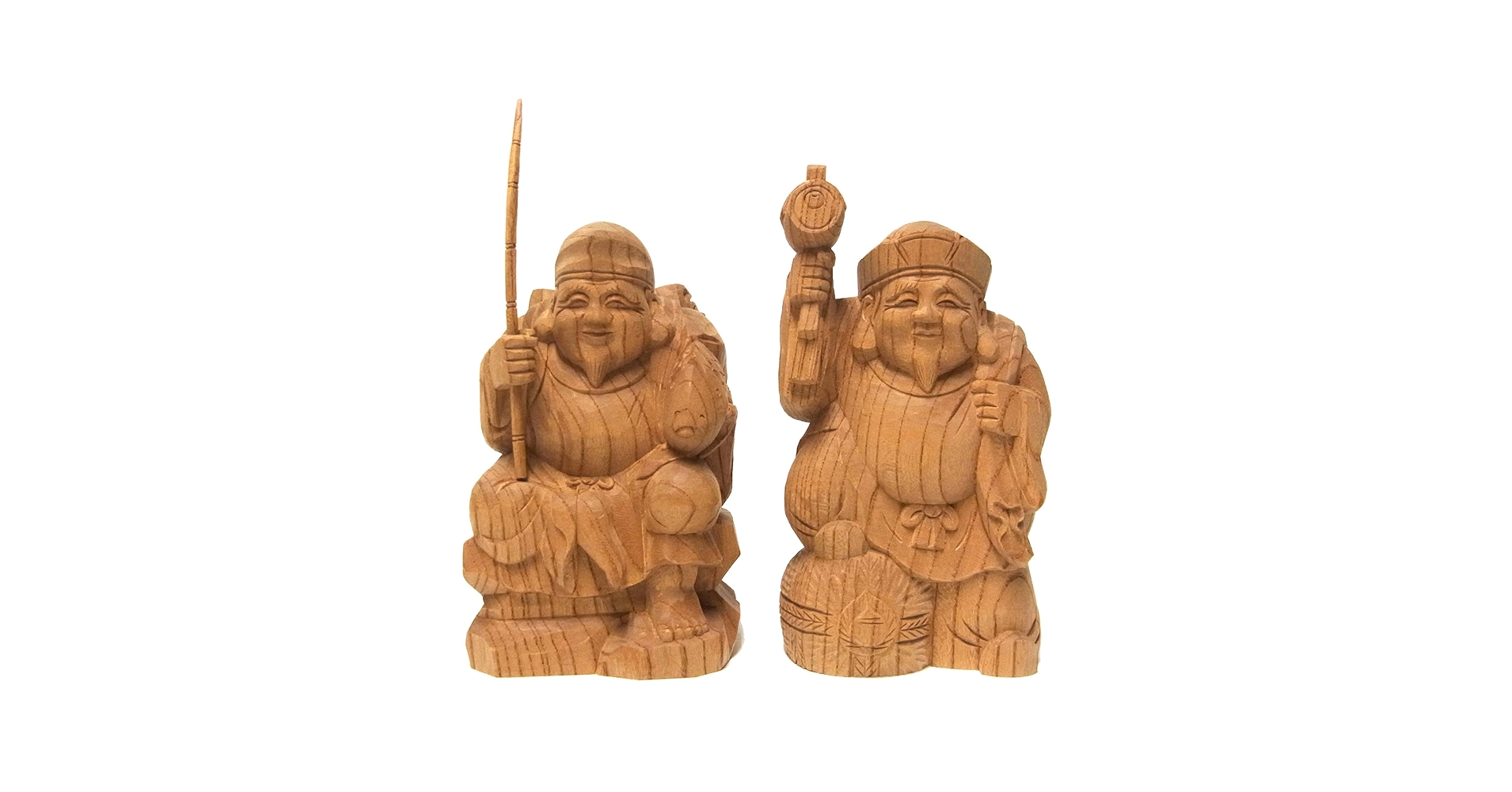 恵比寿大黒天の木彫り置き物。高さ~４６cm Amazon.co.jp: 国産欅 木彫り 恵比寿大黒 置物 16cm : ホーム＆キッチン