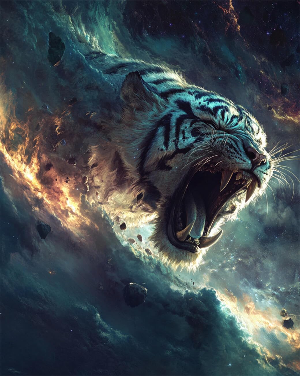 RKFLGEW DIY Embroidery Set Roaring Tiger 30x40cm