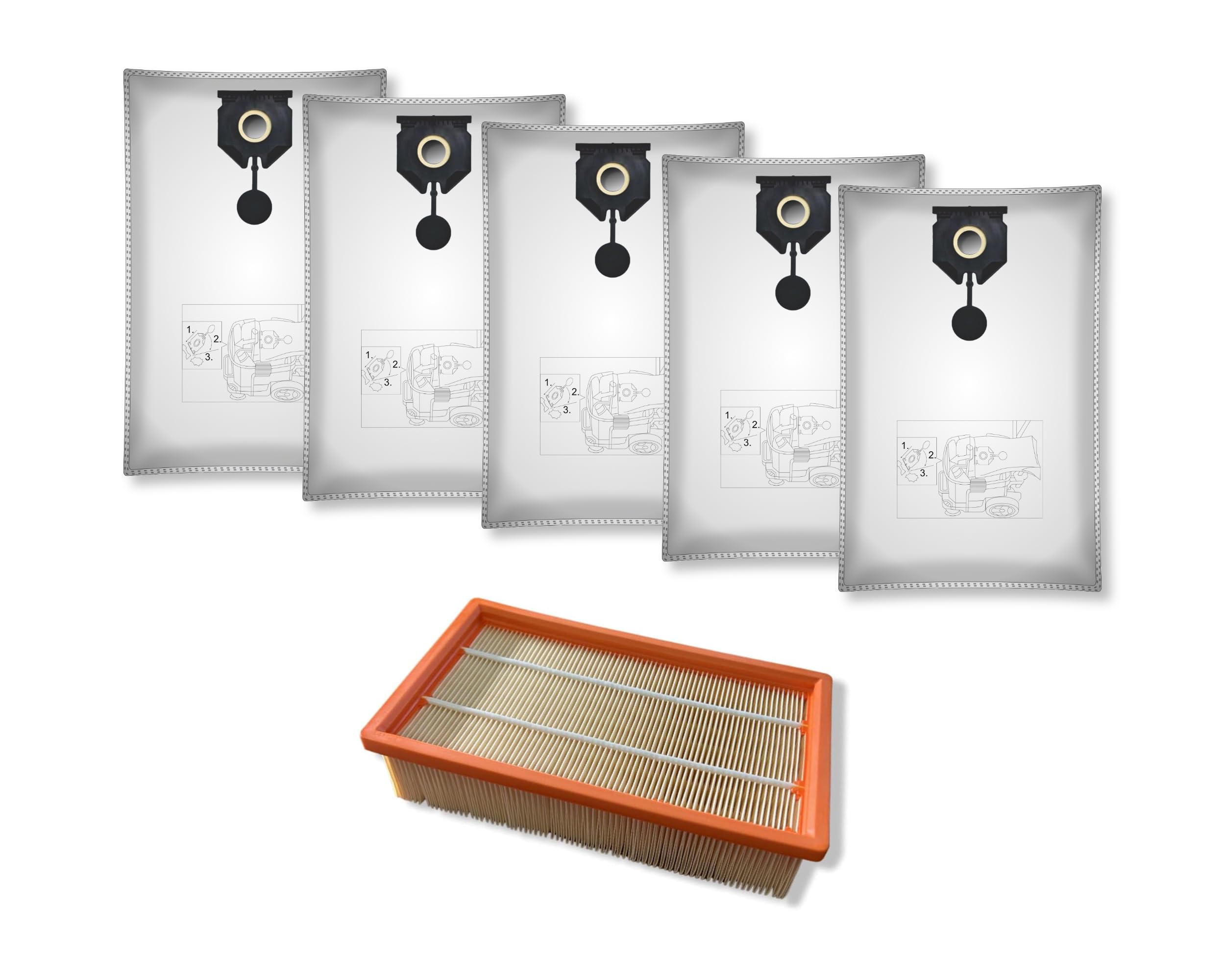 5 Sacchetti Filtro Per NT 48 / 1.NT 65 / 2.NT 72/2 KÄRCHER - Foto 5