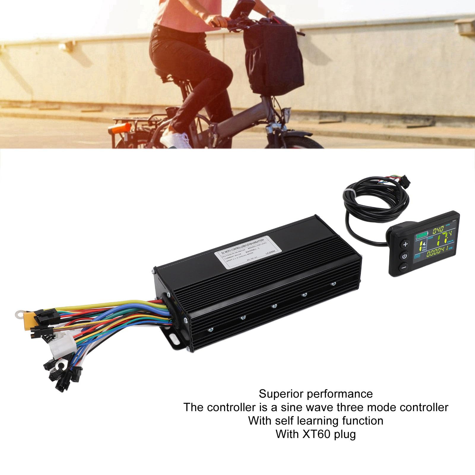 Kit de Contrôleur de Moteur Sans Balais de Vélo Électrique, 36V 48V 52V 1500W 2000W 40A 3 Modes Contrôleur à Onde Sinusoïdale avec Panneau d'Affichage LCD Couleur S866