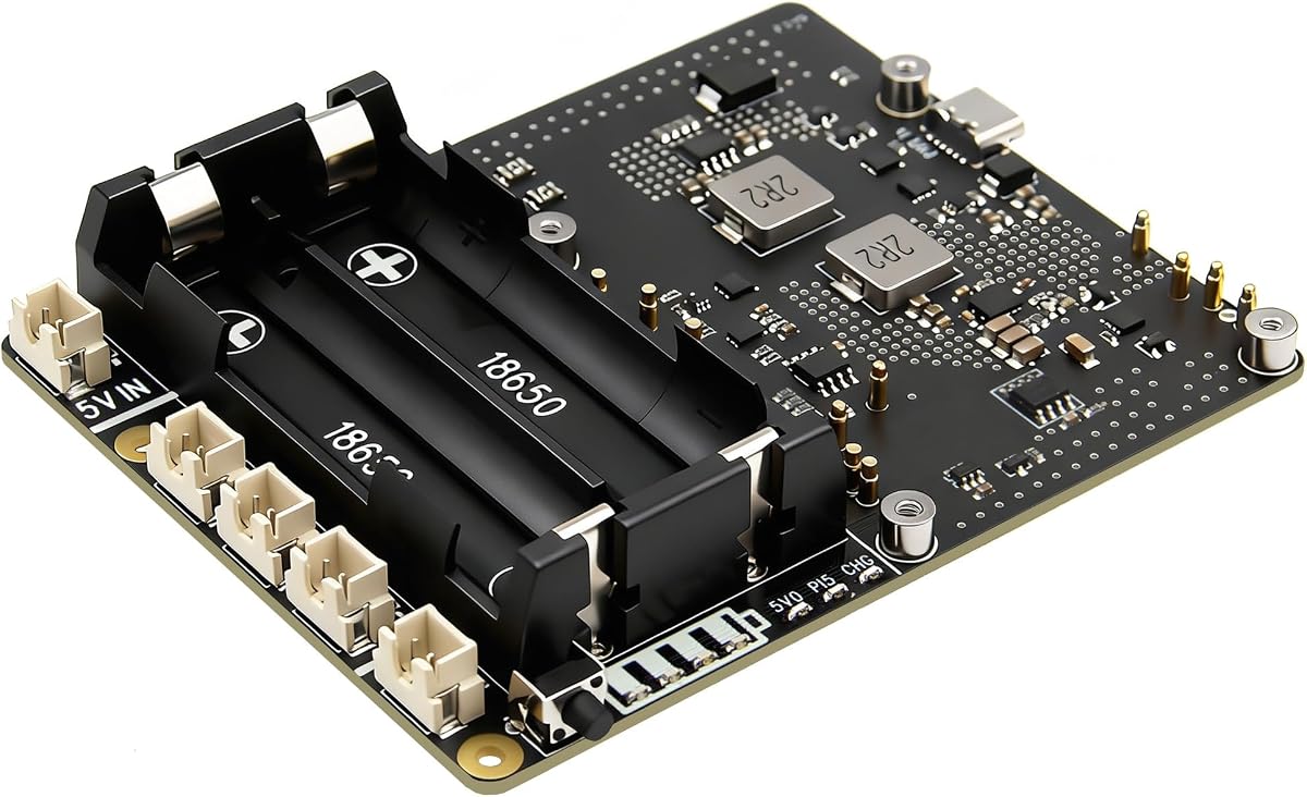 Geekworm X1201 Placa de expansión UPS ultrafina de 5 V para Raspberry Pi 5 | Salida máxima de 5,1 V 5 A, encendido automático, apagado seguro, detección de pérdida de energía, baterías NO incluidas