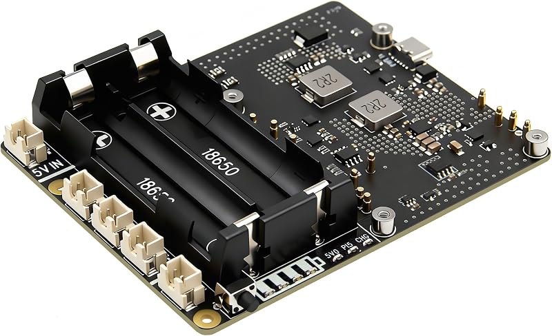 Geekworm X1201 Placa de expansión UPS ultrafina de 5 V para Raspberry Pi 5 | Salida máxima de 5,1 V 5 A, encendido automático, apagado seguro, detección de pérdida de energía, baterías NO incluidas