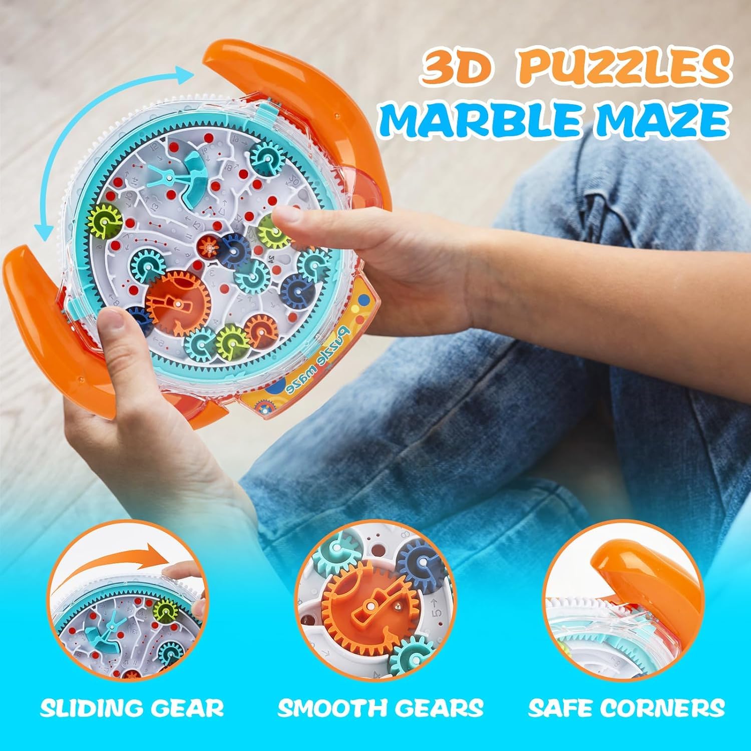 Labirinto 3D, Labirinto con 2 Palla per Bambini, Puzzle Educativo per Ragazzi e Ragazze 4-8 Anni (Arancia)