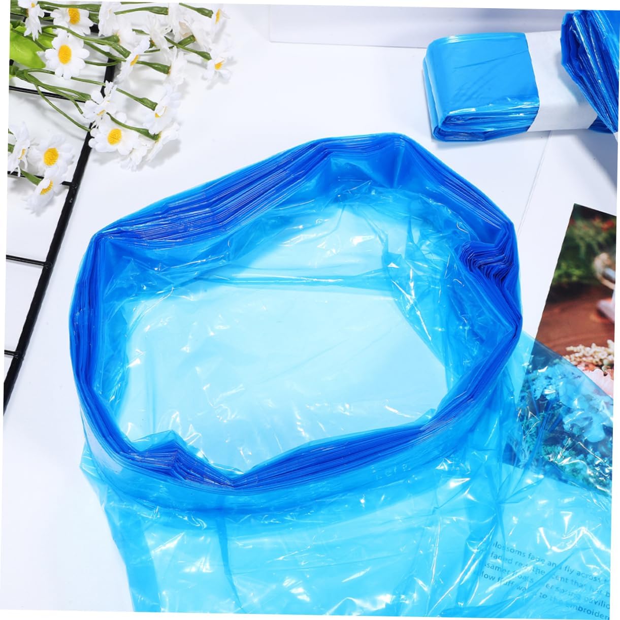 ULTECHNOVO 5pcs Odor-Blocking Diaper Pail Bags Leak-Proof PE Refill Liners for Universal Diaper Pails Extra Sturdy Small Drawstring Trash Bags for Baby Supplies