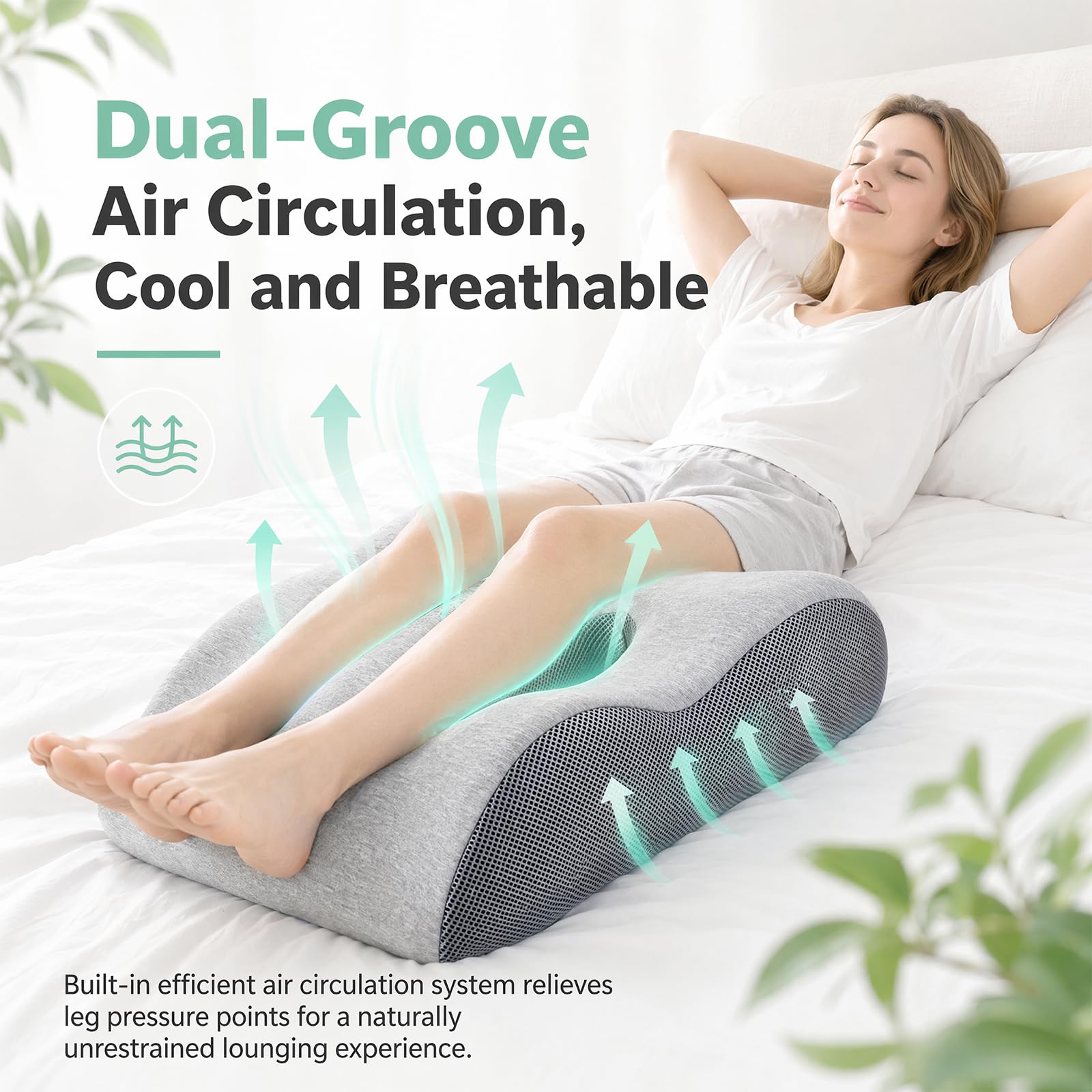 Cojín Piernas Espuma Viscoelástica Ergonómico Transpirable | Cojín soporte piernas viscoelástico, funda extraíble lavable, dos colores para descanso doméstico y convalecencia