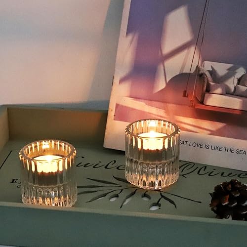 Miniatura 2 de Portavelas transparente para velas de té, velas y velas cónicas, versátil juego de 3 centros de mesa para comedor (transparente)