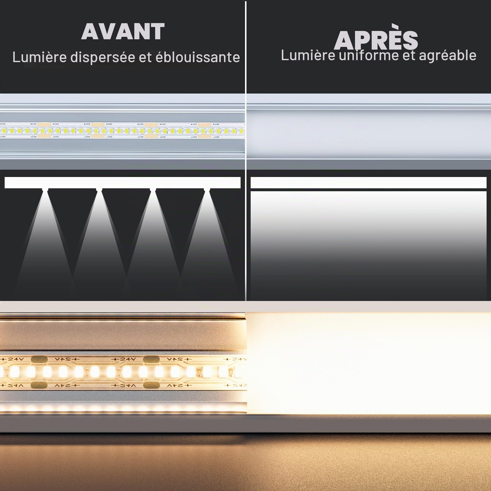 Shine Plus Profilé alu pour ruban LED 2 m x 20 pièces, rail Profilé U-forme taille 26,7mm x 10 mm, profilé encastrable diffuseur baguette profile, Largeur Maximale 16mm (20 × 2 Meter)