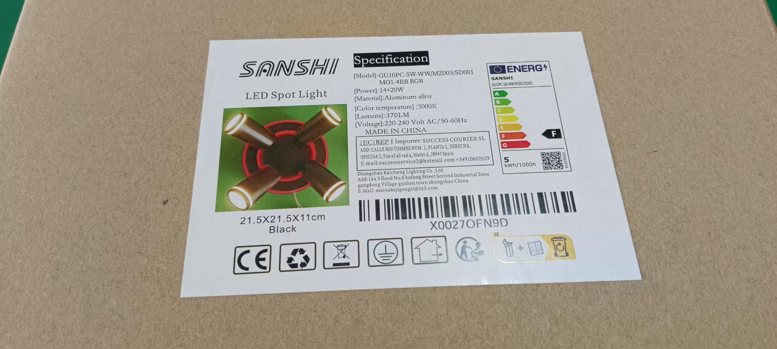 SANSHI Deckenlampe LED Dimmbar mit Fernbedienung,RGB Farbwechsel,Schwarz | Schwenkbar 350° Deckenleuchte,4 Flammig Rund Deckenstrahler,unteres Glühen 14W+4x5W GU10 spots,Modern Lampe Decke für Küche