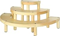 Vista 3 de MyGift Soporte para cupcakes de 3 niveles, soporte para aperitivos de postre semicírculo, de madera maciza natural, soportes para aperitivos