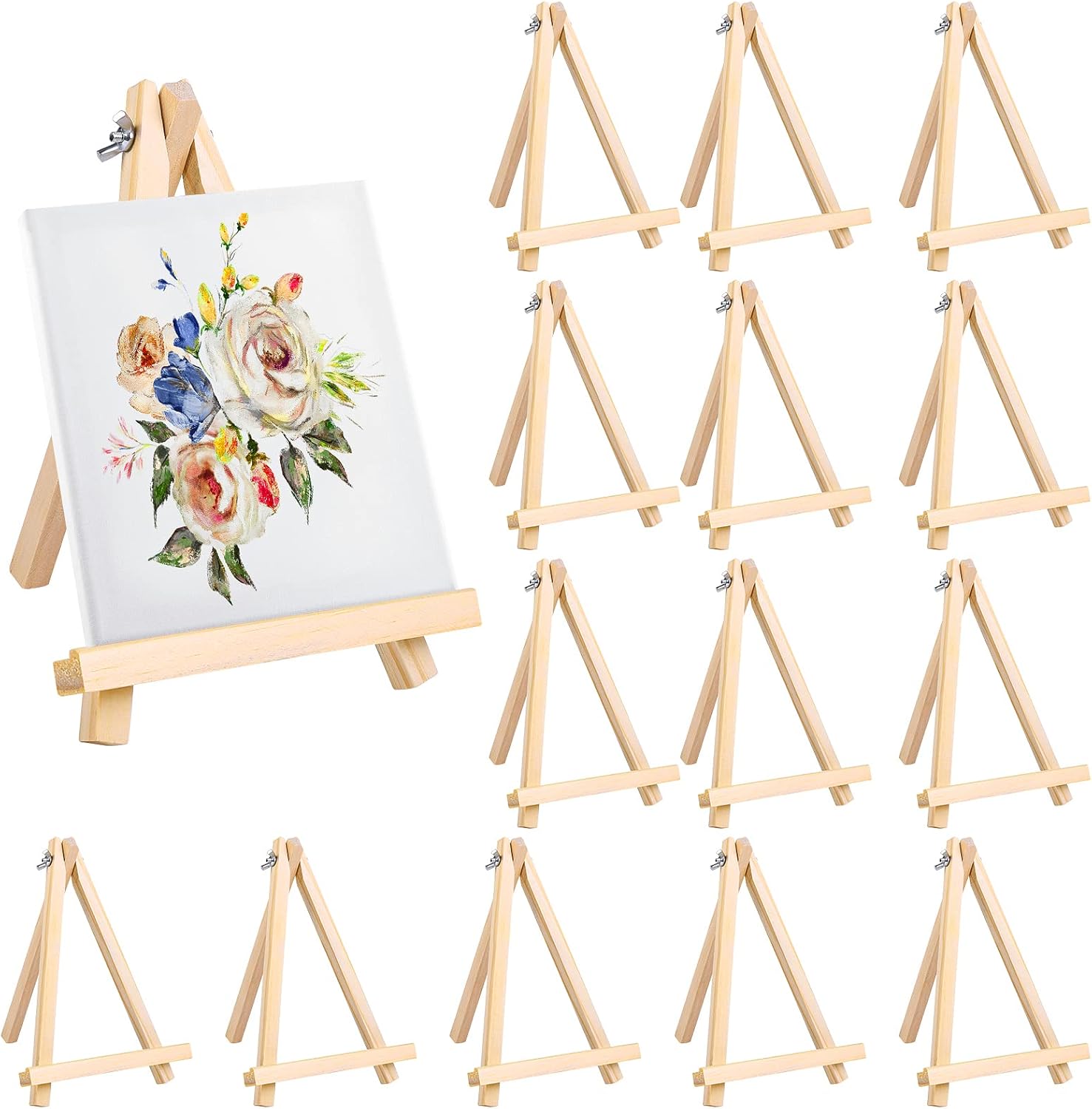 Aneco 12 Pack Natural Wooden Easel Foldable AShaped Frame Wood Easel