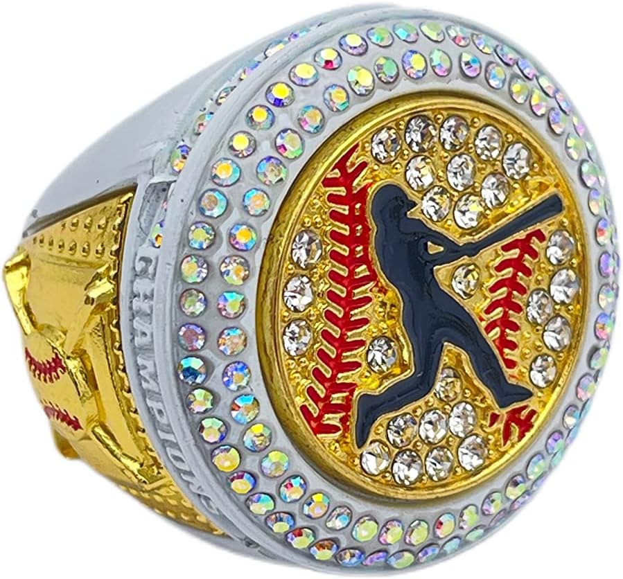Discount Sports Rings, Baseball or Softball Batter CHAMPION RING — Player Award, assorted colors and gemstones