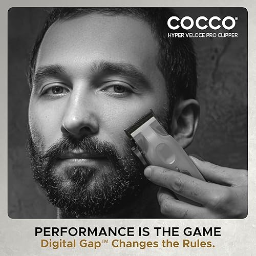 Miniatura 9 de Cocco Veloce Pro Clipper, Digital Gap Ambassador Graphene Taper Blade Profesional Clipper, Motor BLDC de alto par, totalmente metálico, inalámbrico,