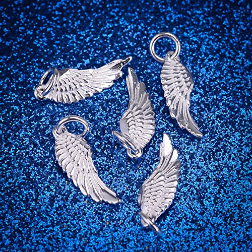 Valyria 5Pcs 925 Sterling Silver Diy Angel Wing Charms Pendants For Jewelry Making Findings 18.5Mmx6.5Mm #TOP1