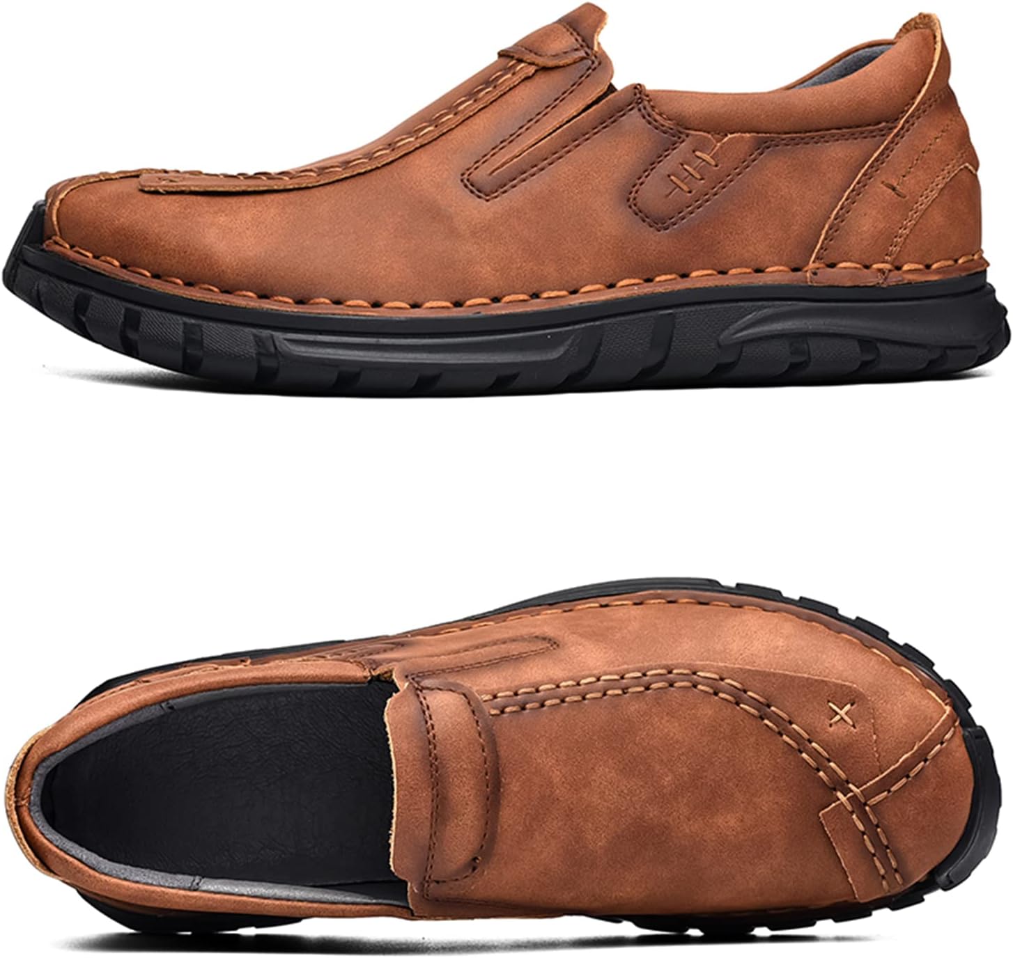 Men's Leather Shoes Casual Loafers Slip on Comfortable Walking Driving Shoes for Men - Image 3