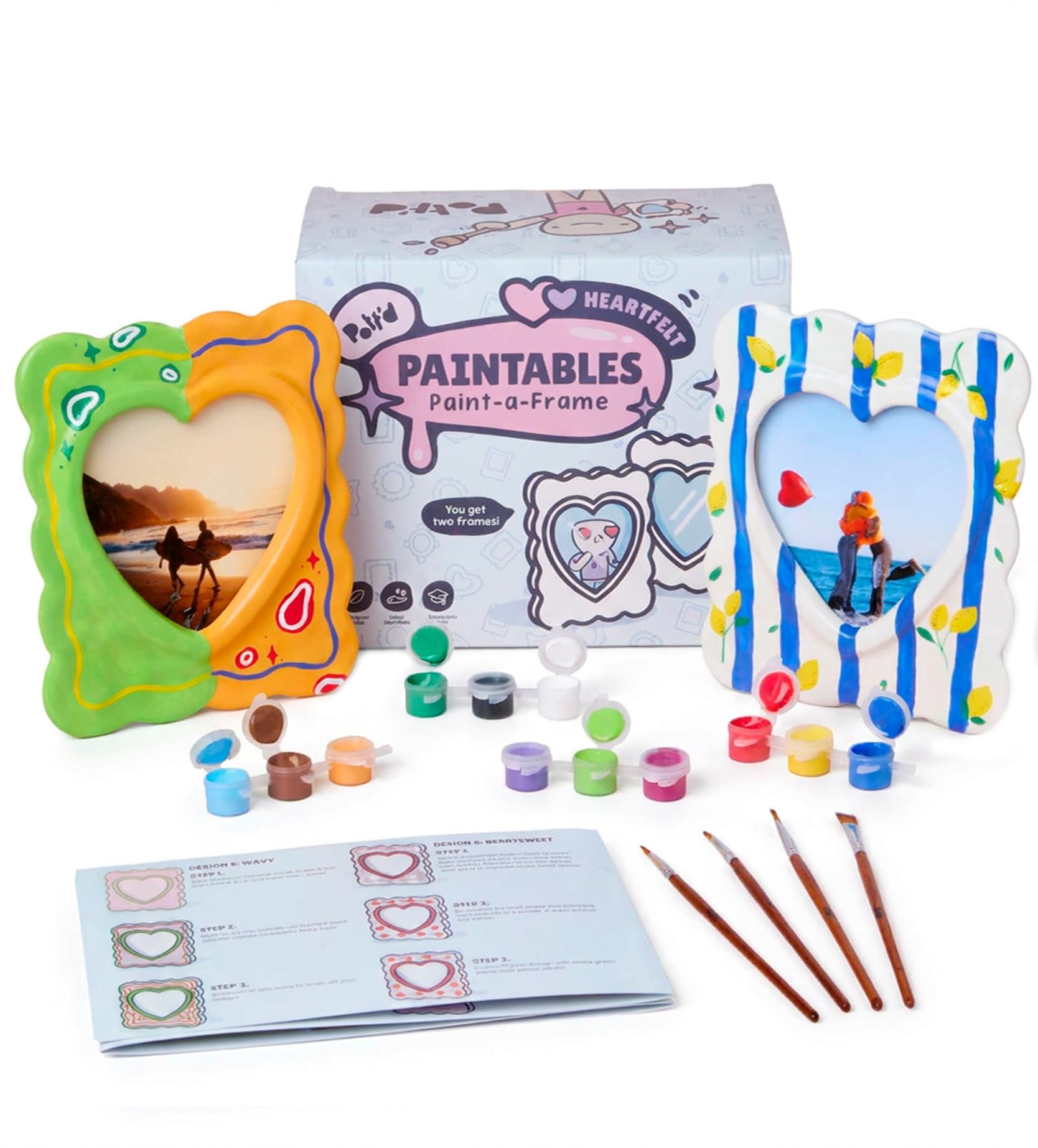 Pott’d Heartfelt Paint-a-Frame Pottery Painting Kit for Adults, Personalised Photo Frame DIY Craft Set - Includes, Photo Frames, Paints, and Step-by-Step Guide