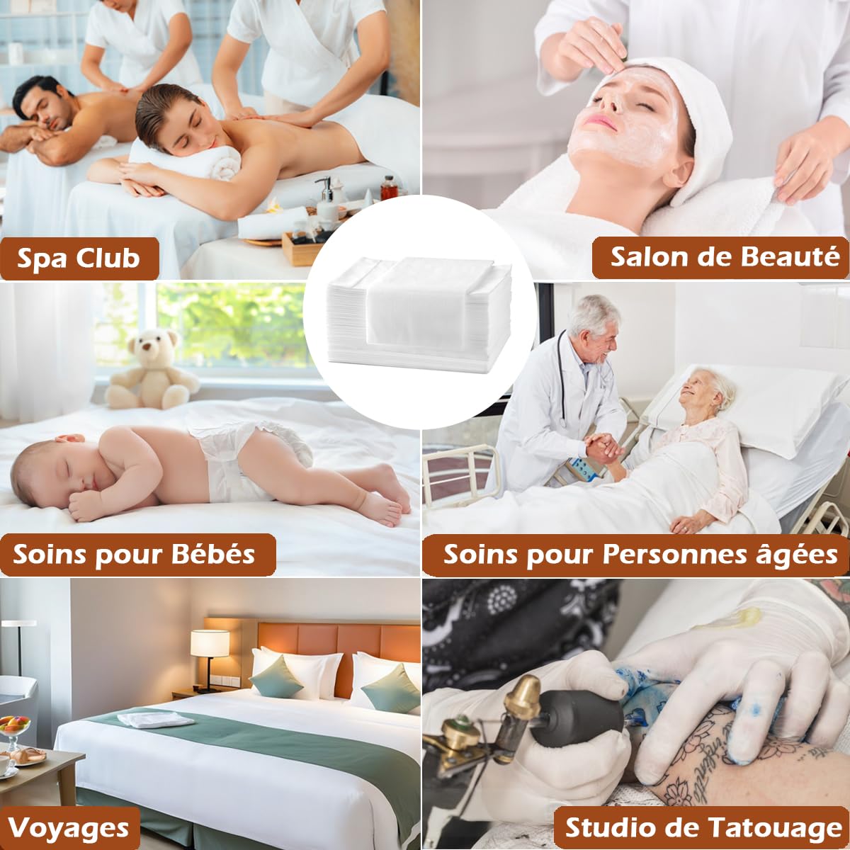 Lot de 100 Drap Jetable Table Massage 80x180cm Non Tissé Blanc pour SPA Salon Tatouage Hôpital