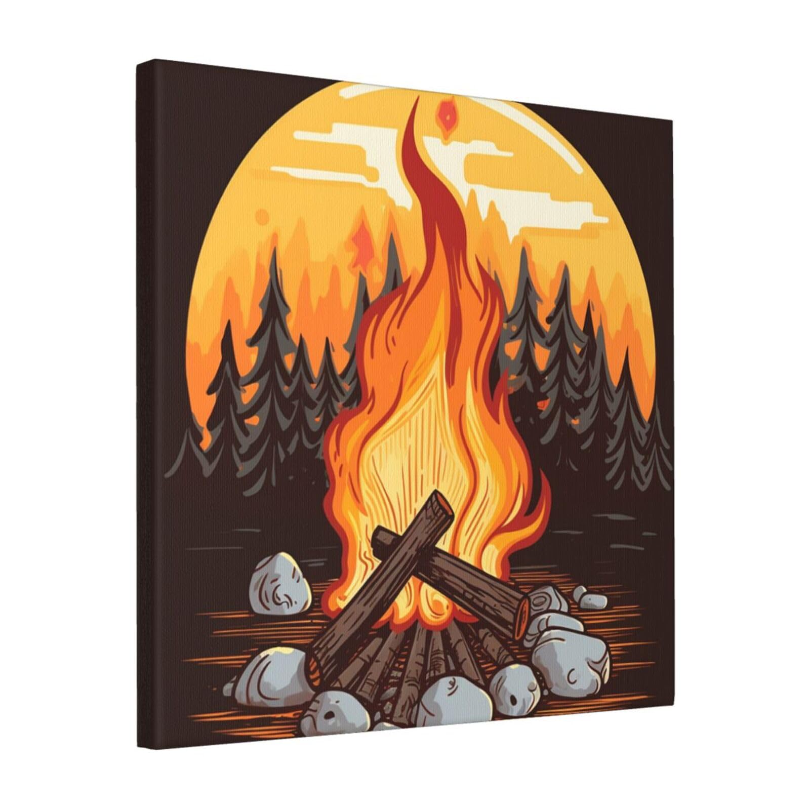 FodPand Bonfire Canvas Wall Art for Living Room Wall Decor 16"x16" Modern Artwork Painting Pictures Hanging Canvas Prints Aesthetic Wall Art for Bedroom Bathroom Office Wallart Decor