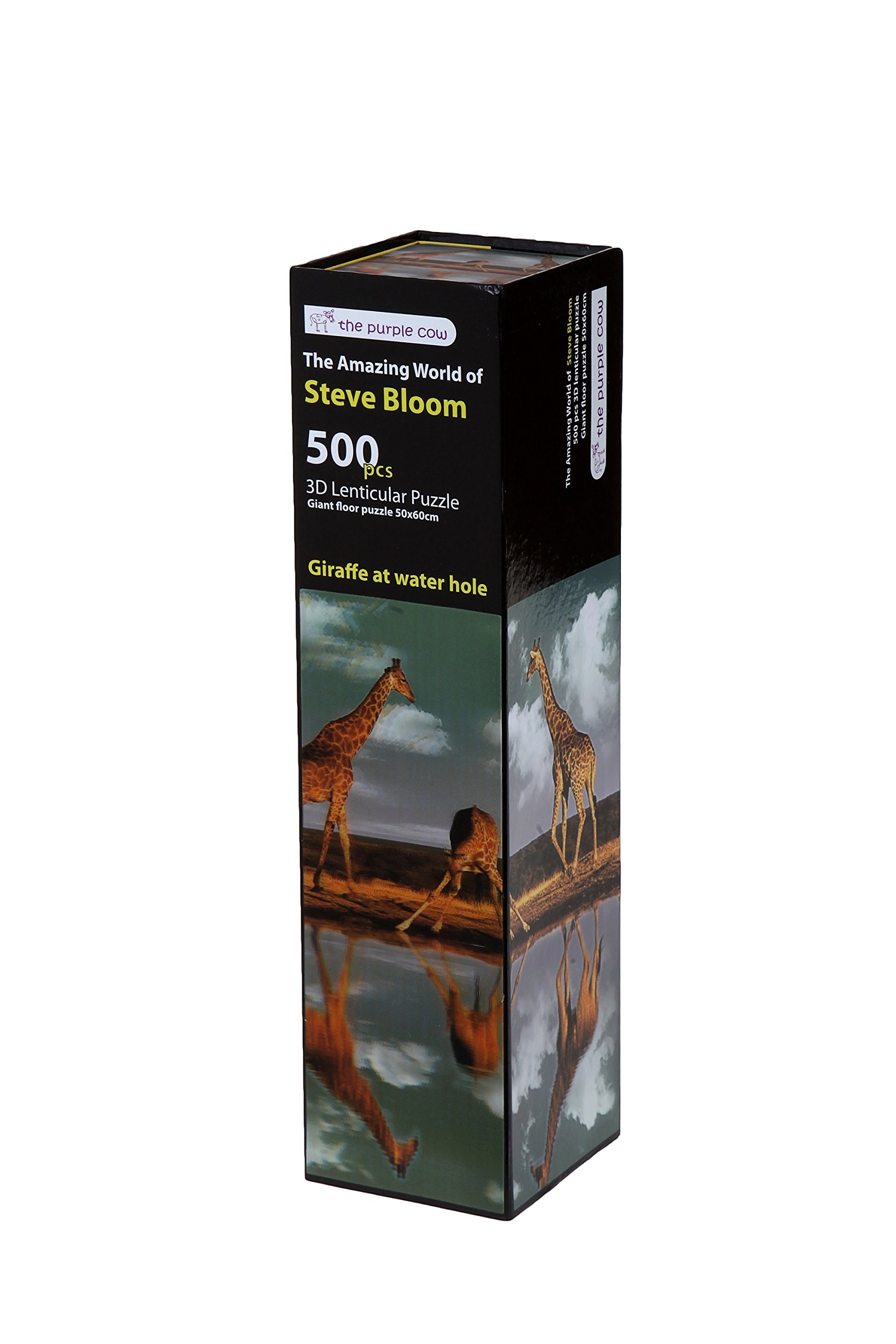 The Purple Cow 3D Lenticular Puzzles Games- Giraffe at Water Hole from The Amazing World of Steve Bloom - Animals Game Puzzle Set - Animal Puzzle for Kids & Adults - Ages 6-Year-Old and Up. 500 Pieces