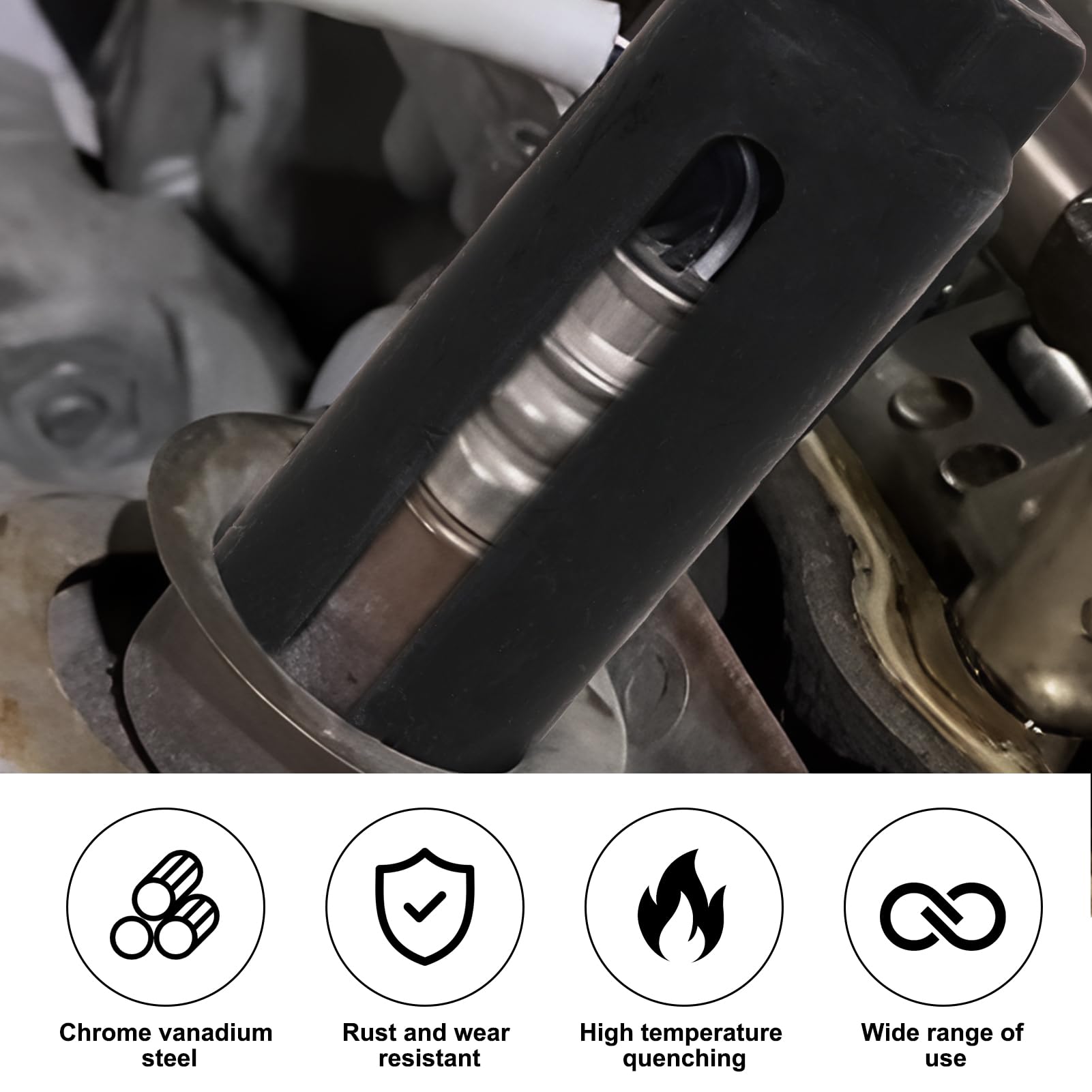 Oxygen Sensor Socket with Side Wire Cutout, 1/2" Drive X 22mm O2 Sensor Socket Universal Oxygen Sensor Removal Tool for Motorcycle Car to Prevent Wires Damage - Image 4