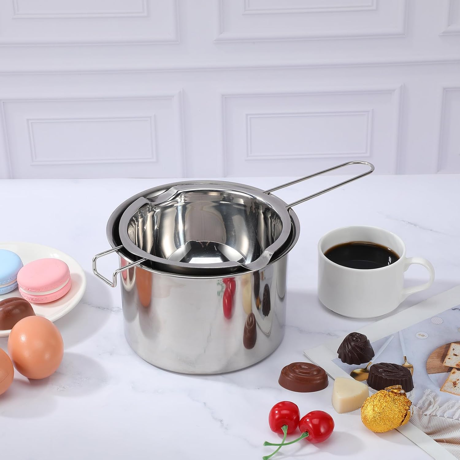 Double Boiler Pot 600ml Stainless Steel for Wax Candy Melting