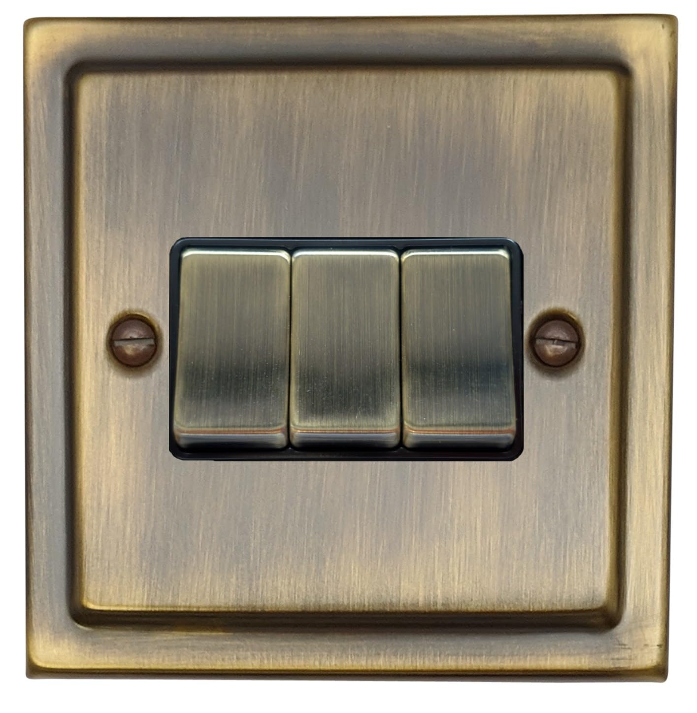 G&H Brassware Bronze/Light G&H Tab303 Trimline Plate Antique 3 Gang 1 Or 2 Way Rocker Switch