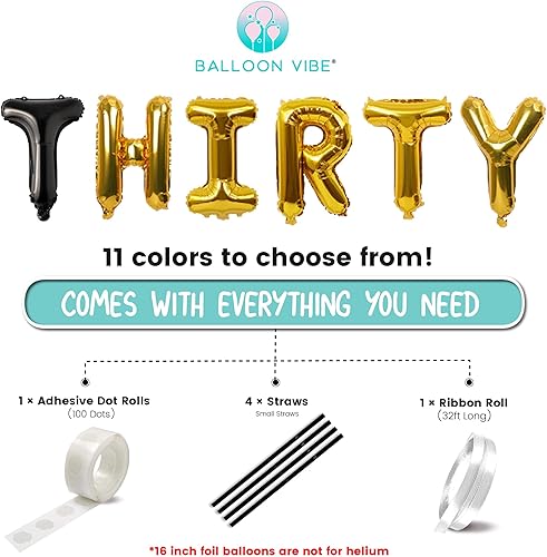 Miniatura 3 de Divertidas decoraciones de cumpleaños número 30 para él y ella, globos de letras de 30 frases So Happy IM  Globos de aluminio de 16 pulgadas para