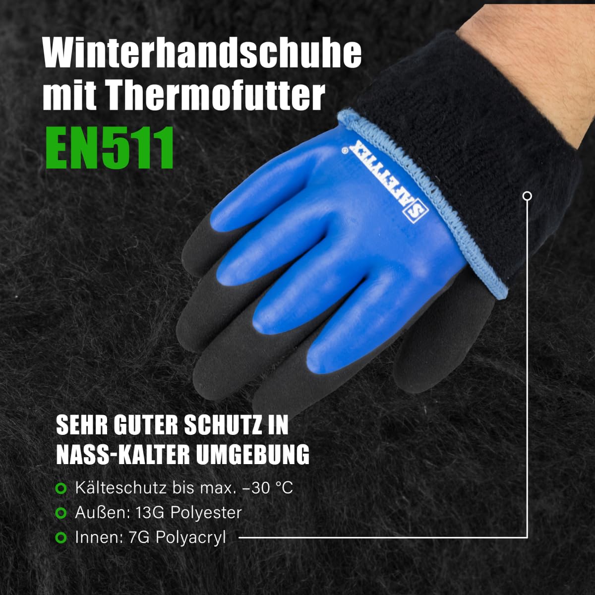 Safetytex Winter Arbeitshandschuhe wasserdicht Thermo Latex (Gr.10, 6 Paar)