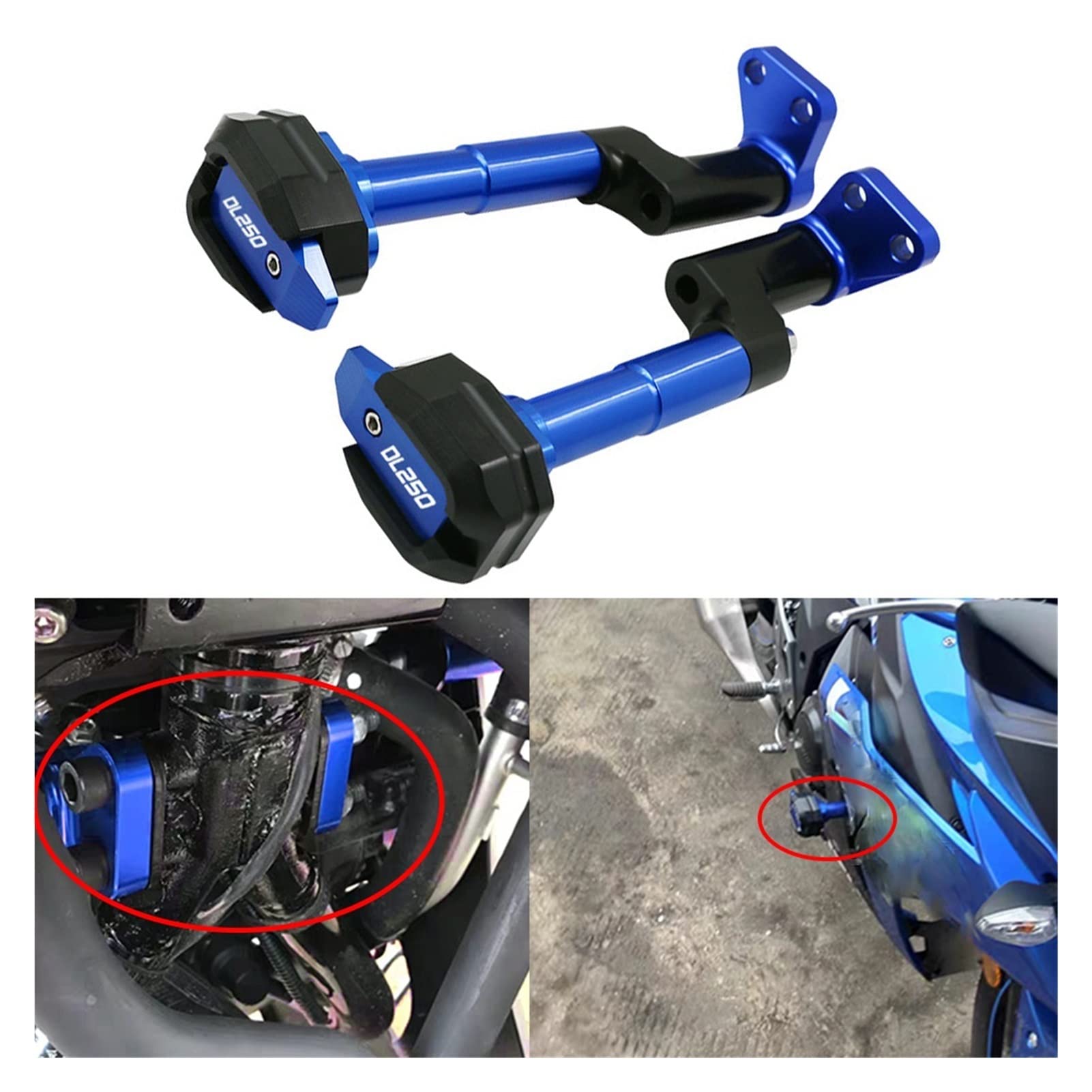 Motocykl CNC Rama Suwak Osłona Silnika Osłona Crash Pad Ochrona Przed Upadkiem Dla SUZUKI GSX250R DL 250 DL250 GW250 (Kolor : Tytan)
