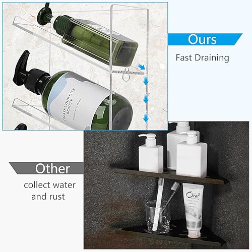 Miniatura 4 de HASPINH Estantes de ducha de acrílico, paquete de 2 organizadores de ducha, soporte para champú de baño montado en la pared, estantes de baño