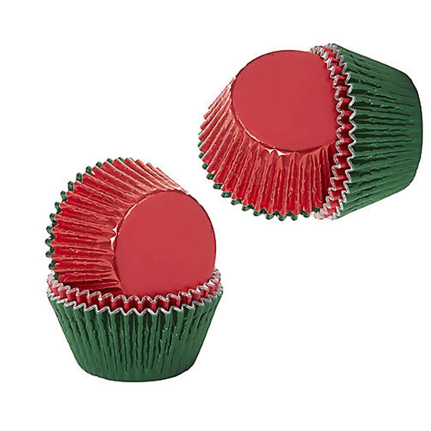 Prime Homewares Pack of 100 Mini Baking Cupcake Cases Various Colours Halloween, Christmas, Party, Wedding Cupcake Cases (Green/Red)